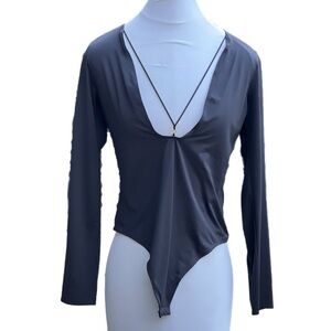 Victoria's Secret Long Sleeve Bodysuit Black Lace Ring